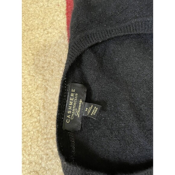Charter Club 100 P Cashmere sweater Top M Black - Picture 3 of 5
